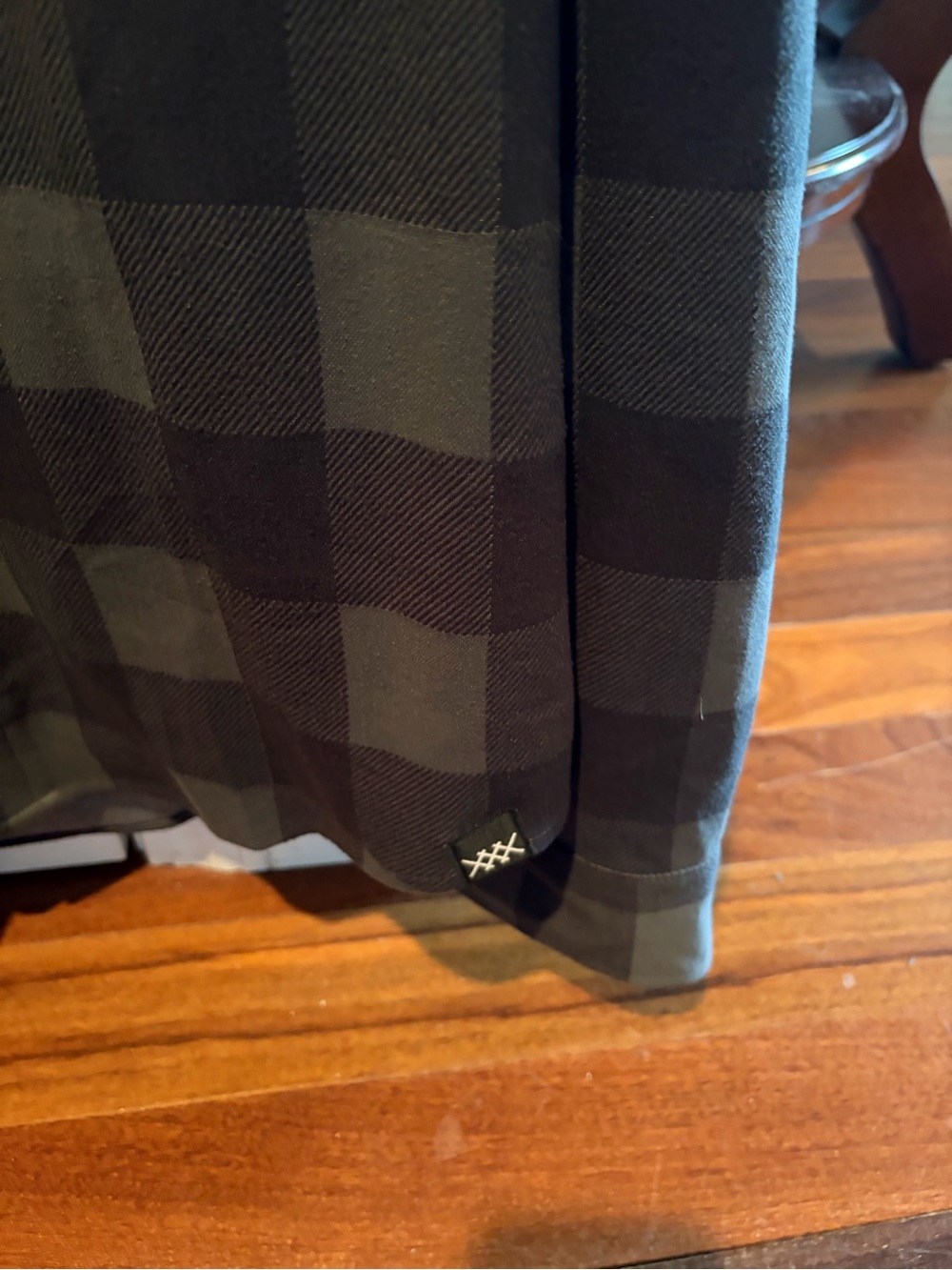 Rhone Men's Hardy Flannel Shirt - size Medium - Black and Grey Check - Picture 2 of 5